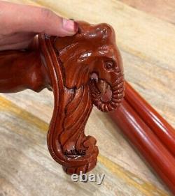 Elephant Cane Wooden Walking Stick Ergonomic Palm Grip Handle Wood Carved cane