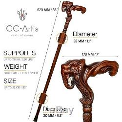 Elephant Wooden Cane Walking Stick for men Anatomic Handle Original GC-Artis