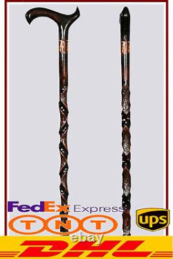 Embroidered Handmade Special Wooden Walking Stick Unique Carved Cane Gift