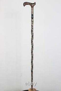 Embroidered Special Carved Wooden Stick, Quality Unique Walking Stick, US-11