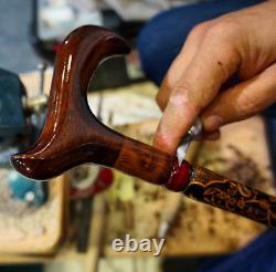 Embroidered Special Wooden Stick, High Quality Unique Walking Stick, Carved Cane