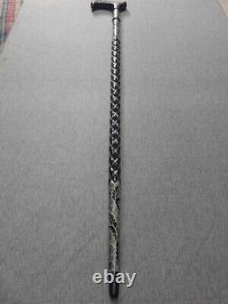 Embroidered and Silver Detailed Wooden Cane, Special Handmade Walking Stick