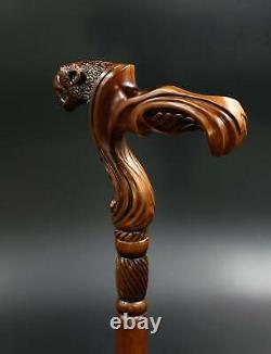 Ergonomic Palm Grip Handle Jaguar Wooden Cane Walking Stick And Gifts Item