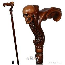 Ergonomic Skull Cane Wooden Walking Stick Palm Grip Handle Wood Walking Cane