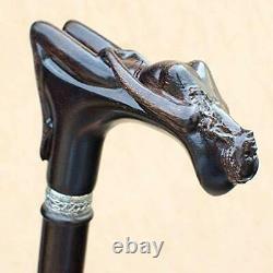Exclusive Hand-Carved Wooden Cane for Men Nymph Fancy Walking Stick Unique