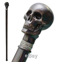 Fancy Carved Skull Head Walking Cane Stick Wooden Gothic Men's Canes Skeleton