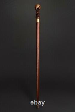 Fancy Paw Walking Stick for Men, Wooden Cane for Gift, Hand Carved Hiking Stick