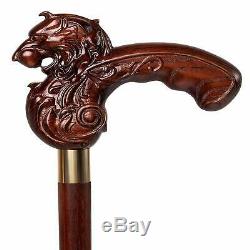 Fashionable Walking Stick for Men Lion Wooden Cane for Men 36 Inches