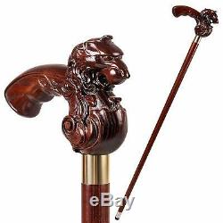 Fashionable Walking Stick for Men Lion Wooden Cane for Men 36 Inches