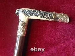 Fine Antique Victorian Stag Handle, Brass & Wood Walking Stick /Cane