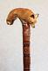 Fox Walking Cane Hand Carved Handle And Staff Hiking Stick Ladies Wooden Nw61