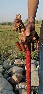 Fully Handmade Wooden Walking Stick Cane horse Palm Grip Ergonomic Handle Animal