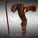 Gc-artis Wooden Cane Walking Stick Anatomic Palm Grip Handle T-rex Dinosaur Head