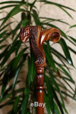GC-Artis wooden cane walking stick anatomic palm grip handle T-Rex dinosaur head