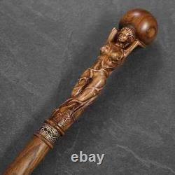 Goddess Fancy Wooden Walking Stick Handmade Unique Walking Cane for man & woman