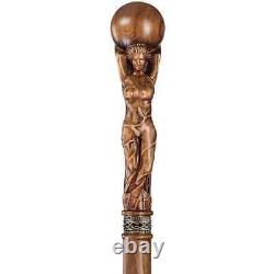 Goddess Fancy Wooden Walking Stick Handmade Unique Walking Cane for man & woman