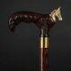 Golden Horse Walking Stick, Mustang Wooden Cane For Gift, Hiking Hand Carved Can