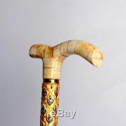 Gorgeous Wooden Wood Walking Stick Cane Horse Handle Indian Handmade Carved 2007