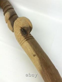 Hand Carved 39 Wooden Snake Cane Folk Art Wood Walking Stick