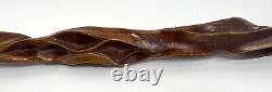 Hand Carved Diamond Willow Wood Antler Handle Walking Stick Cane 33 Inches