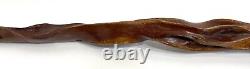 Hand Carved Diamond Willow Wood Antler Handle Walking Stick Cane 33 Inches