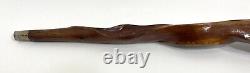 Hand Carved Diamond Willow Wood Antler Handle Walking Stick Cane 33 Inches