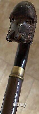 Hand Carved Dog Head Handle Walking Stick Wooden Cane Dog.vn-balboa Coin