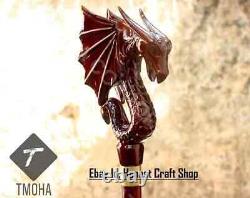 Hand Carved Dragon Head Handle Wooden Walking Cane Handmade Walking Stick GiftR