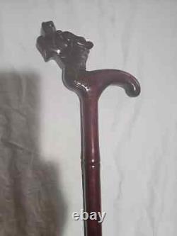 Hand Carved Dragon Head Wooden Walking Stick Walking Cane. Extra Tall, Sturdy