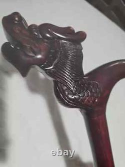 Hand Carved Dragon Head Wooden Walking Stick Walking Cane. Extra Tall, Sturdy