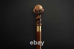 Hand Carved Hiking Sticks Fancy Paw Walking Stick for Men, Wooden Cane for Gift
