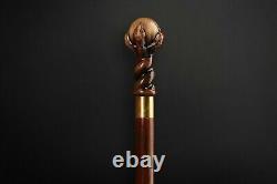 Hand Carved Hiking Sticks Fancy Paw Walking Stick for Men, Wooden Cane for Gift