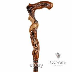 Hand Carved Walking Stick Cane LOVE Naked Girl Wooden Hand Crafted Gift For Men1