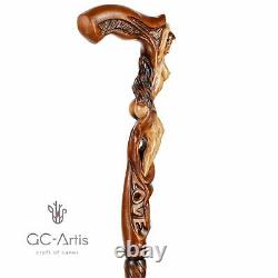 Hand Carved Walking Stick Cane LOVE Naked Girl Wooden Hand Crafted Gift For Men1