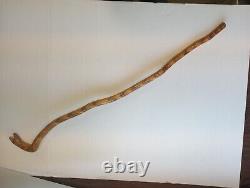 Hand Carved Walking Stick Cane Snake WithFangs Jewel Eyes Ribbed Designer Wooden