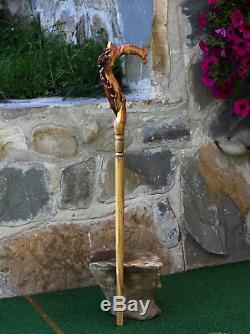 Hand Carved Walking Stick Pretty Cane Wooden Crafted Flower Light women ladies