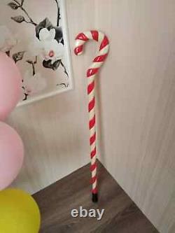 Hand Carved Walking Stick Wooden Unique Walking Cane Christmas Gift Candy Cane
