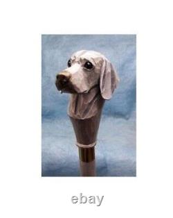 Hand Carved Weimaraner Unique Walking Stick Walking Cane Wooden Head Handle