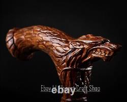 Hand Carved Wolf Handle Walking Stick Walking Cane Wooden For Men Best GIFT SX4