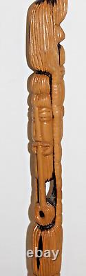 Hand-Carved Wood Jamaican Rasta Walking Stick/ Cane, One-Of-A-Kind, Handmade