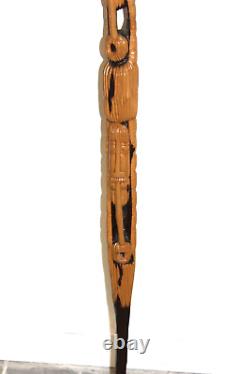 Hand-Carved Wood Jamaican Rasta Walking Stick/ Cane, One-Of-A-Kind, Handmade