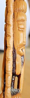 Hand-Carved Wood Jamaican Rasta Walking Stick/ Cane, One-Of-A-Kind, Handmade