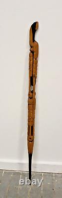 Hand-Carved Wood Jamaican Rasta Walking Stick/ Cane, One-Of-A-Kind, Handmade