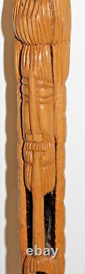 Hand-Carved Wood Jamaican Rasta Walking Stick/ Cane, One-Of-A-Kind, Handmade