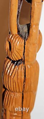 Hand-Carved Wood Jamaican Rasta Walking Stick/ Cane, One-Of-A-Kind, Handmade