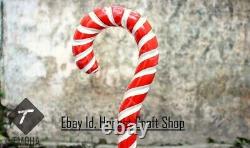 Hand Carved Wooden Christmas Candy Walking Stick Handmade Walking Cane Painted