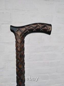 Hand Carved Wooden Design Walking Stick Walking Cane For Men Women Christmas GB