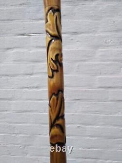 Hand Carved Wooden Design Walking Stick Walking Cane For Men Women Unique Gift B
