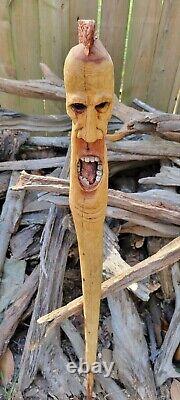 Hand Carved Wooden Walking Stick 54 Made from Mississippi Cedar