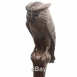 Hand Carved Wooden Walking Stick Ceremonial Staff Owl Birthday PRESENT GIFT